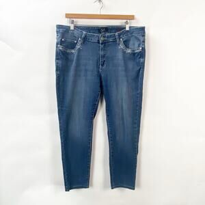 Earl Jean 16W Womens Blue Cotton Blend Mid Rise Denim Skinny Leg Ankle Jeans